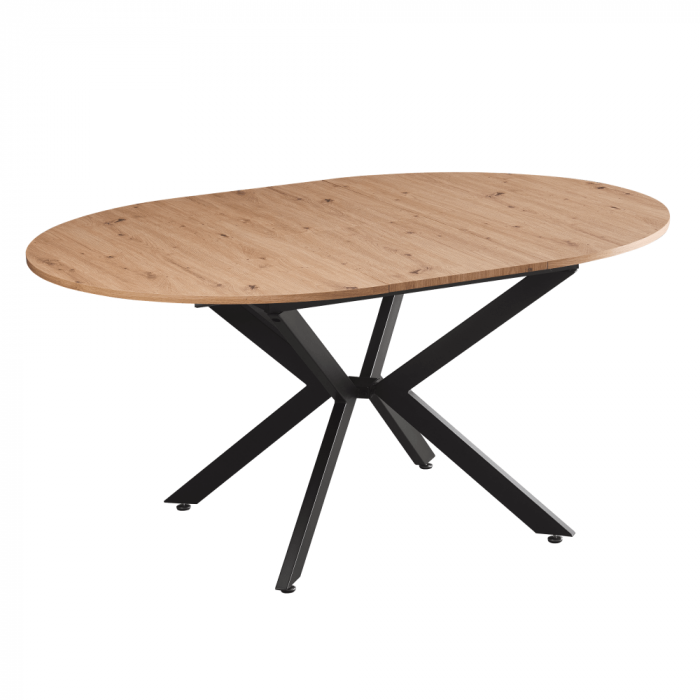 Masă extensibilă de dining, stejar artisan / neagră, 100x100-140x75 cm, ABERO TIP 1 [2]