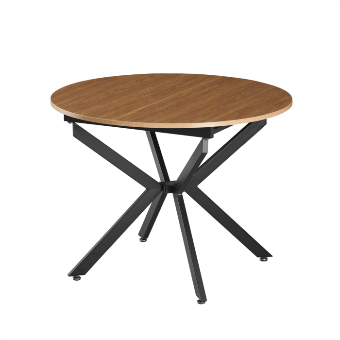 Masă extensibilă de dining, stejar deschis/neagră, 100x100-140x75 cm, ABERO TIP 1 [1]