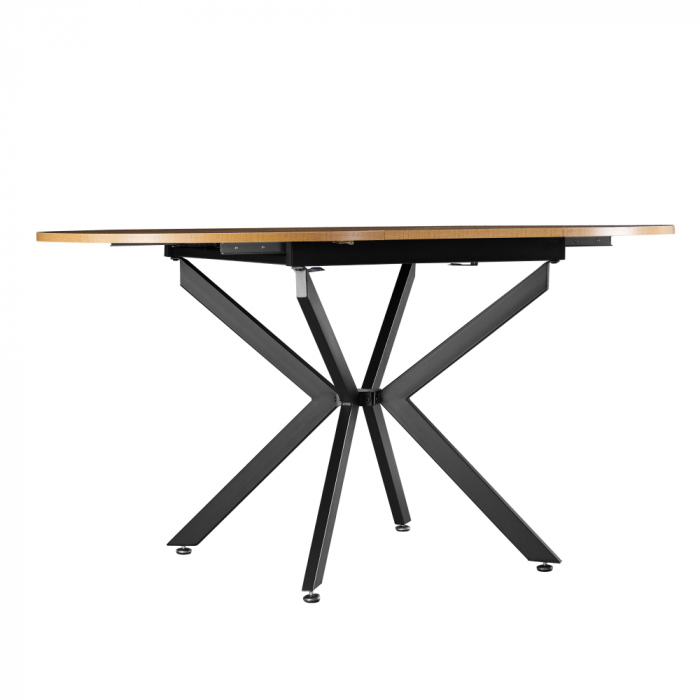 Masă extensibilă de dining, stejar deschis/neagră, 100x100-140x75 cm, ABERO TIP 1 [6]