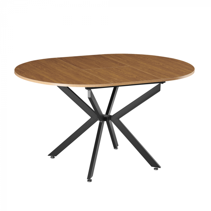 Masă extensibilă de dining, stejar deschis/neagră, 100x100-140x75 cm, ABERO TIP 1 [4]
