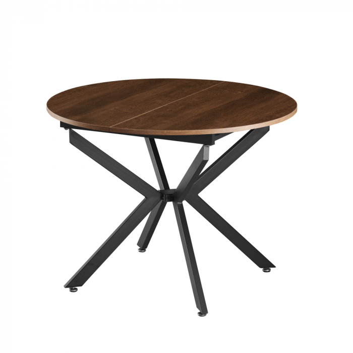 Masă extensibilă de dining, stejar închis/neagră, 100x100-140x75 cm, ABERO TIP 1 [1]