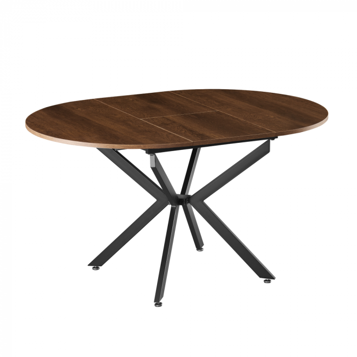 Masă extensibilă de dining, stejar închis/neagră, 100x100-140x75 cm, ABERO TIP 1 [4]