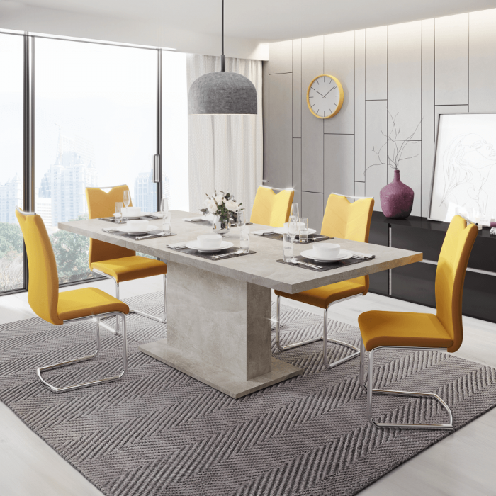 Masă extensibilă de sufragerie, beton, 160-200x90 cm, BOBA [3]