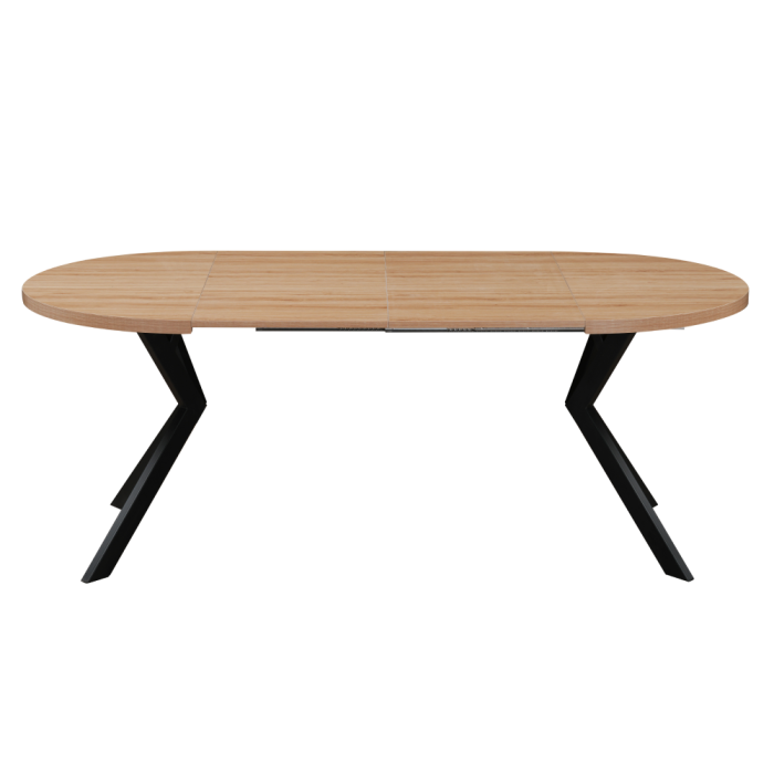 Masă extensibilă de sufragerie, stejar deschis/negru, 100-250x75,5 cm, LUKOS [6]