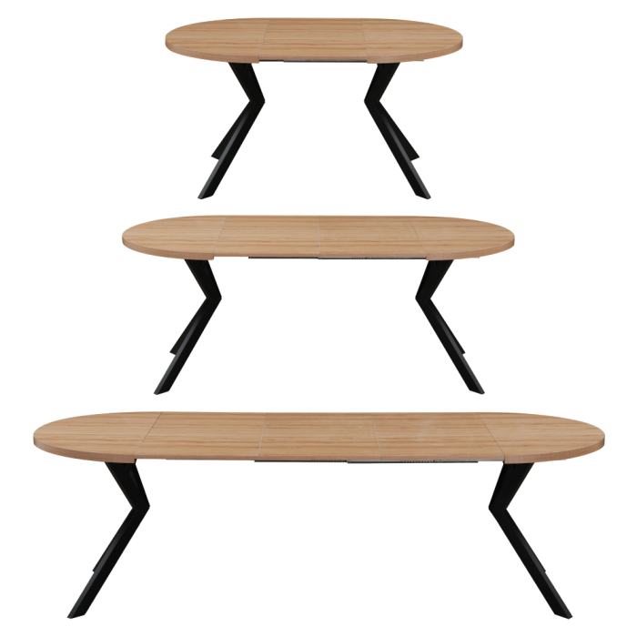 Masă extensibilă de sufragerie, stejar deschis/negru, 100-250x75,5 cm, LUKOS [2]