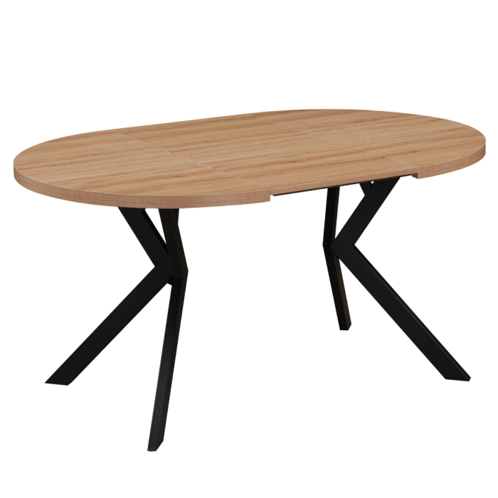 Masă extensibilă de sufragerie, stejar deschis/negru, 100-250x75,5 cm, LUKOS [4]
