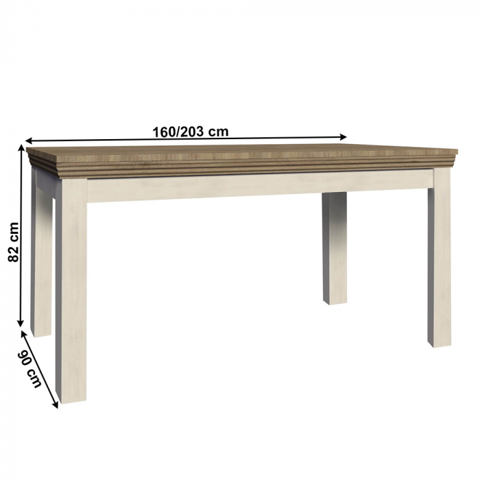 Masă extensibilă pentru dining, pin nordic/stejar sălbatic, 160-203x90 cm, ROYAL ST [3]