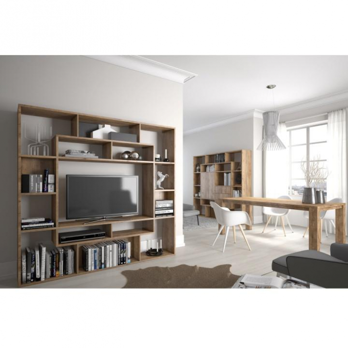 Masă extensibilă pentru dining, stejar lefkas închis, 160-203x90 cm, MONTANA STW [14]