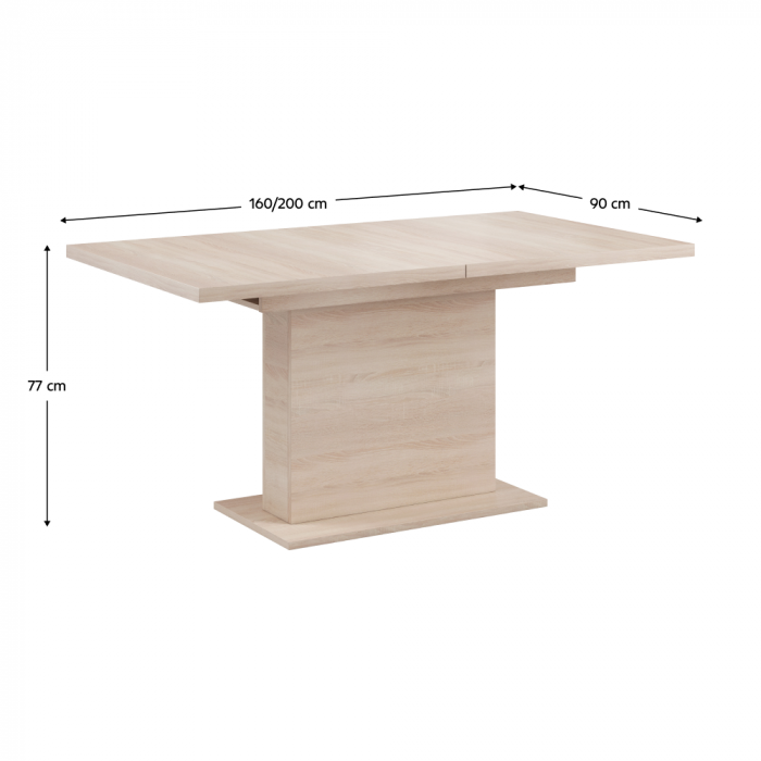 Masă extensibilă pentru sufragerie, stejar sonoma, 160-200x90 cm, BOBA [4]