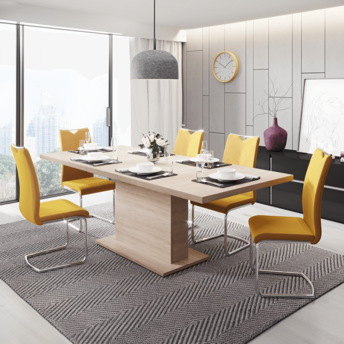 Masă extensibilă pentru sufragerie, stejar sonoma, 160-200x90 cm, BOBA [3]