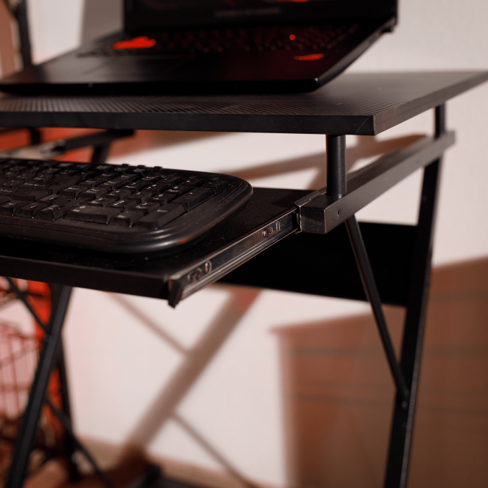 Masă mobilă pentru PC/masă de joc cu roţi, negru, TARAK [14]