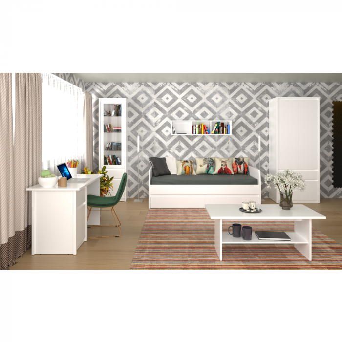 Masă PC 1D1S/120, albă, ERODIN [4]