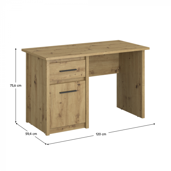 Masă PC 1D1S/120, stejar Artisan, AIRON [3]