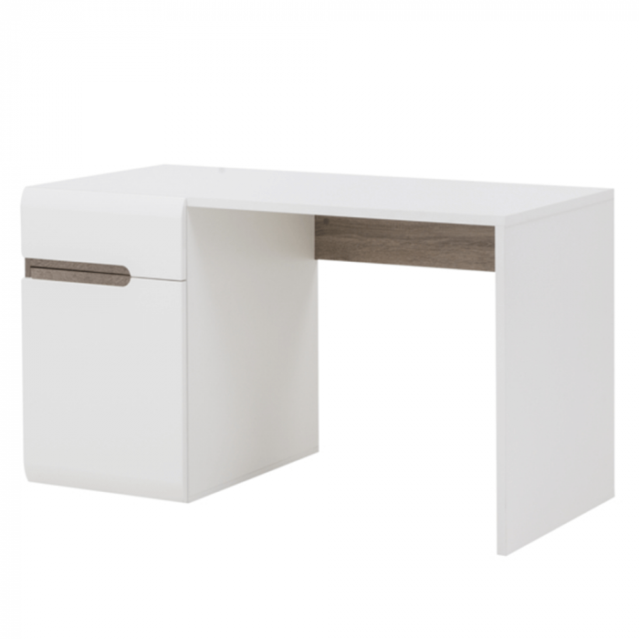 Masă PC, alb extra lucios HG/stejar sonoma închis trufă, LYNATET Tip 80 [6]