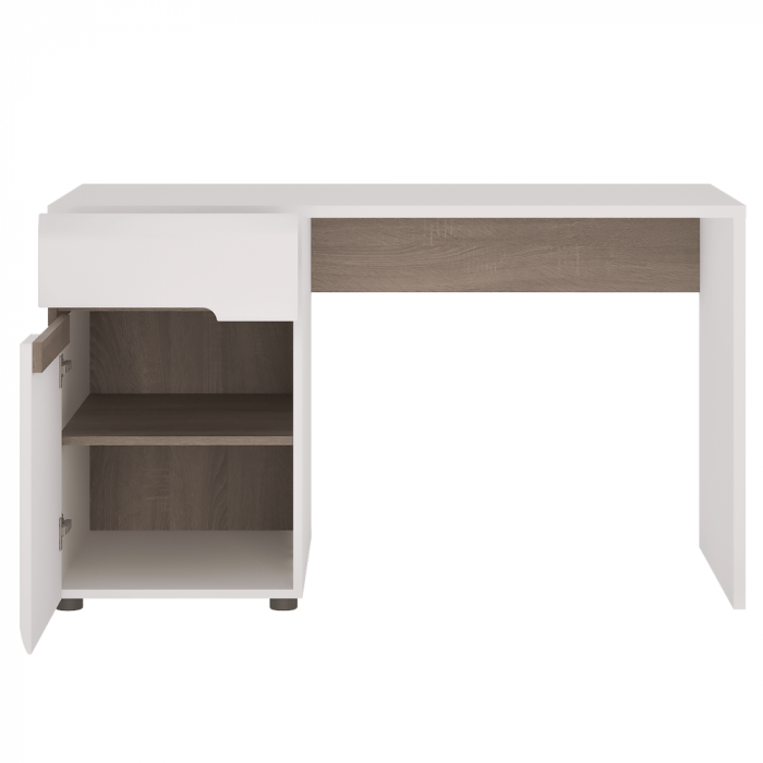 Masă PC, alb extra lucios HG/stejar sonoma închis trufă, LYNATET Tip 80 [2]