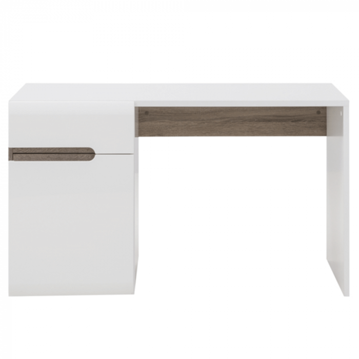 Masă PC, alb extra lucios HG/stejar sonoma închis trufă, LYNATET Tip 80 [5]