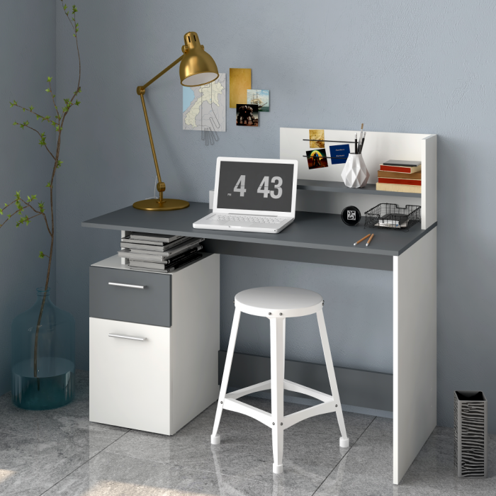 Birou , alb/grafit, 122 cm lungime [4]
