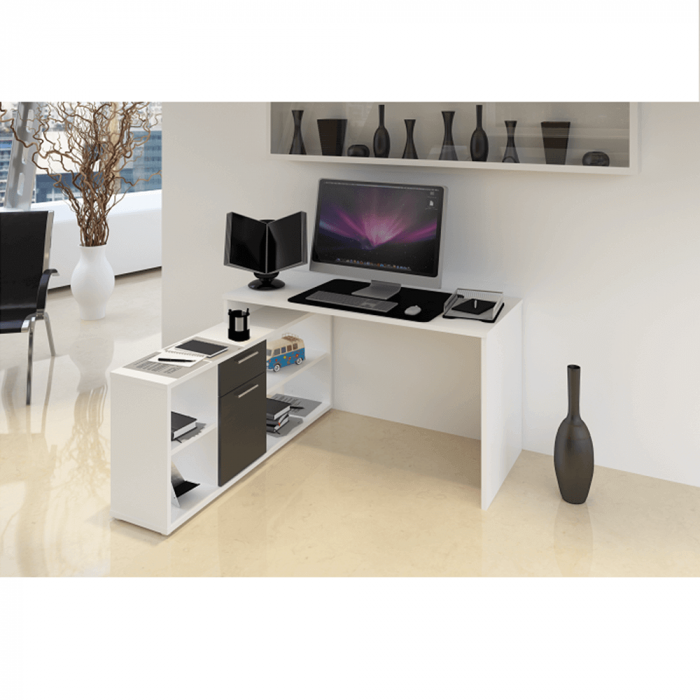 Masă PC, albă/neagră, NOE NEW [2]