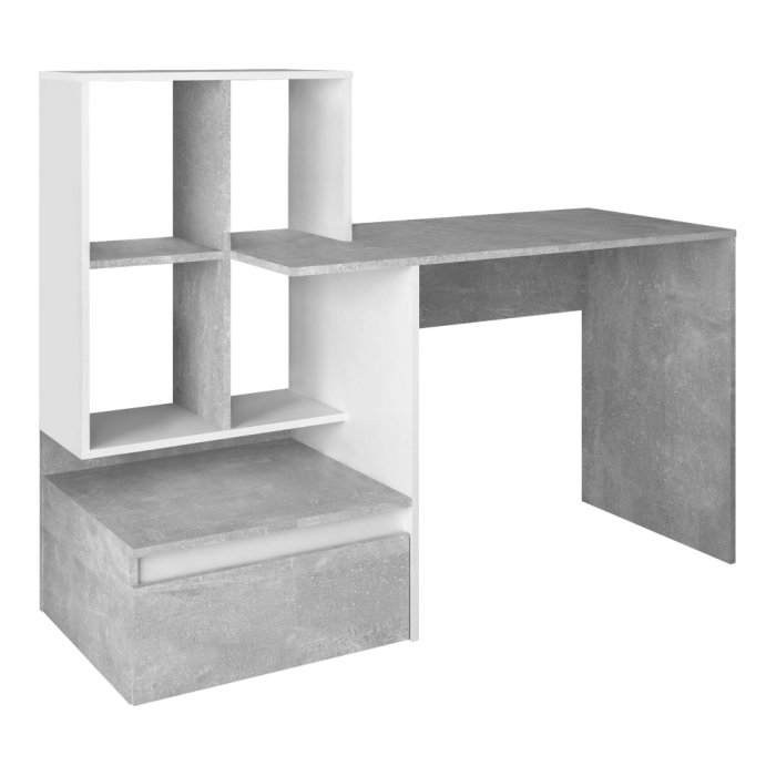 Masă PC, beton/alb, NEREO NEW [3]