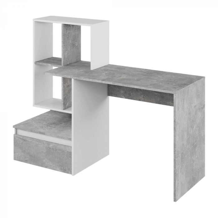 Masă PC, beton/alb, NEREO NEW [4]