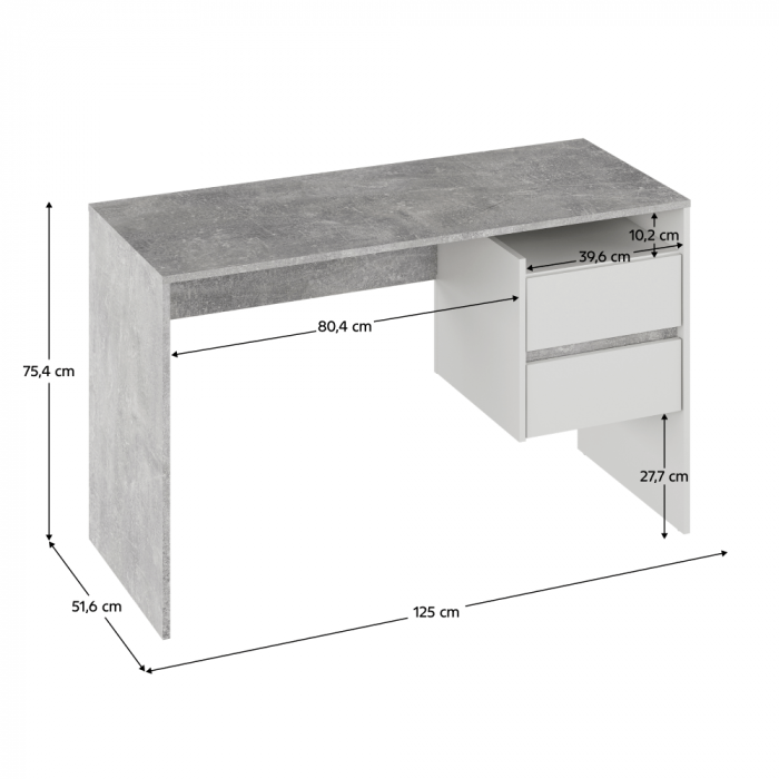 Masă PC, beton/alb, TULIO NEW [4]