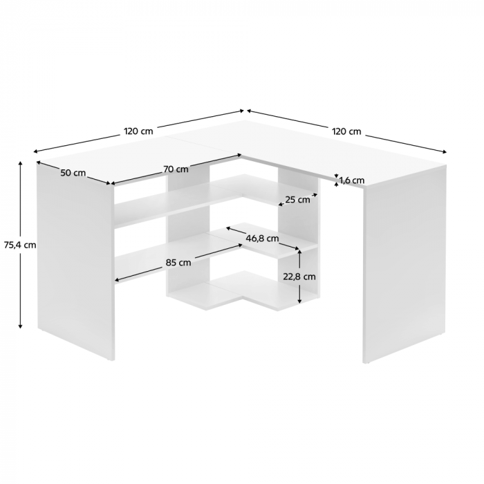 birou pe colt alb ,120cm x 120 cm [5]