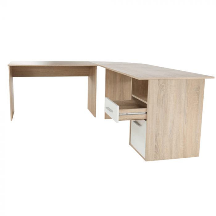 Masă PC de colţ, stejar sonoma/albă, MAURUS NEW MA11 [3]