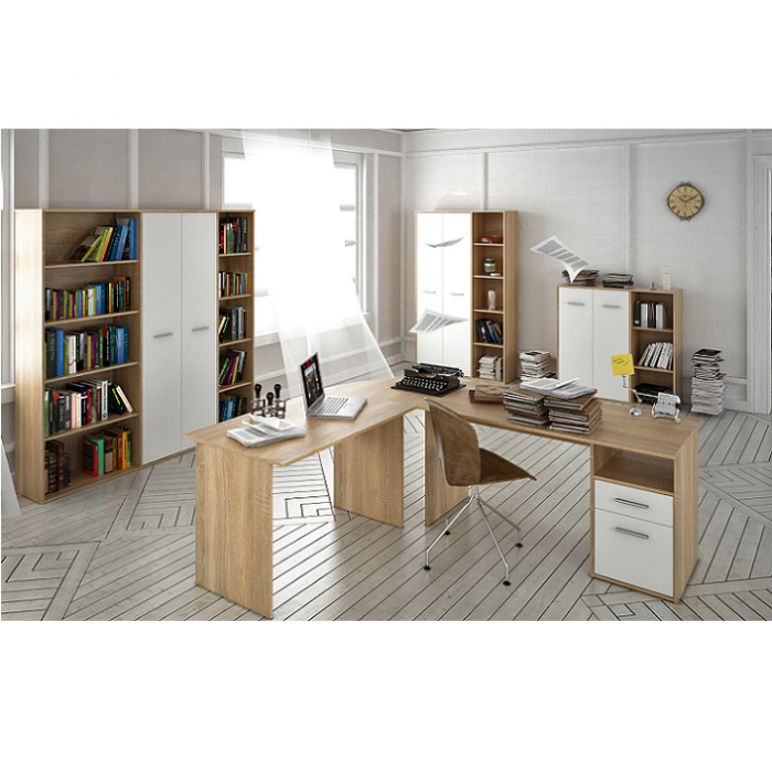Masă PC de colţ, stejar sonoma/albă, MAURUS NEW MA11 [2]