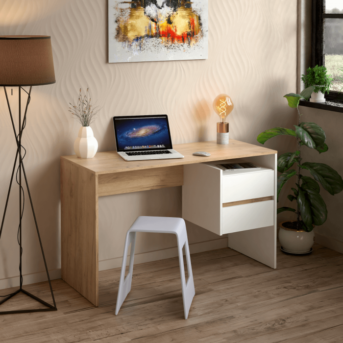 Masă PC, stejar artizan/alb, TULIO NEW [2]