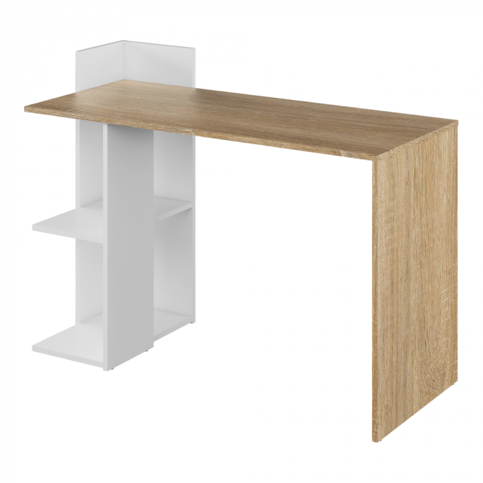 Birou modern cu rafturi, 120 cm lungime x 52 cm adancime , stejar sonoma/alb, canturi abs [3]
