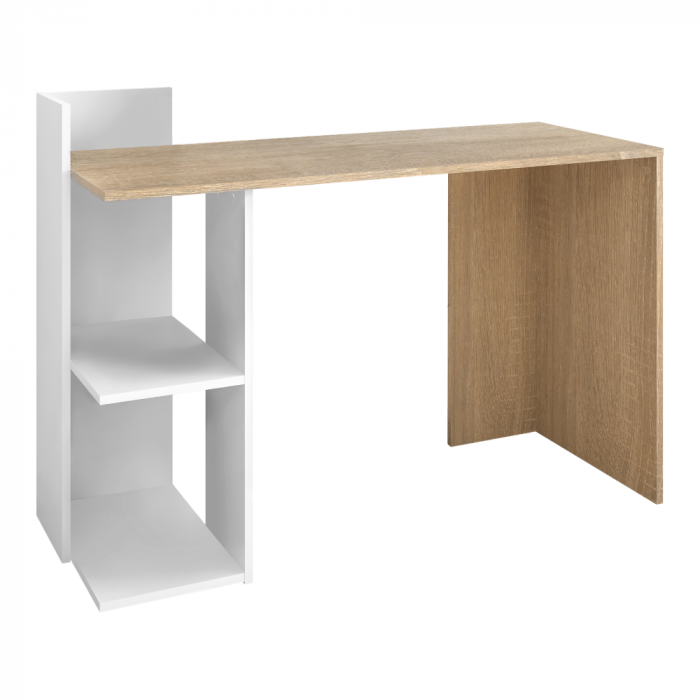 Birou modern cu rafturi, 120 cm lungime x 52 cm adancime , stejar sonoma/alb, canturi abs [2]