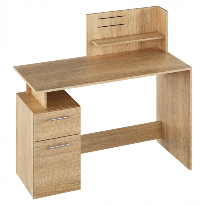 Birou , masa birou pc, cu etajera, pal stejar sonoma, 121,5 cm lungime x 55 cm adancime [2]