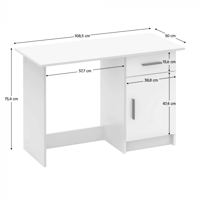 Birou pentru pc , 108.5 cm lungime , alb , modern [9]