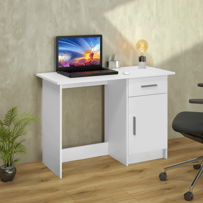 Birou pentru pc , 108.5 cm lungime , alb , modern [8]