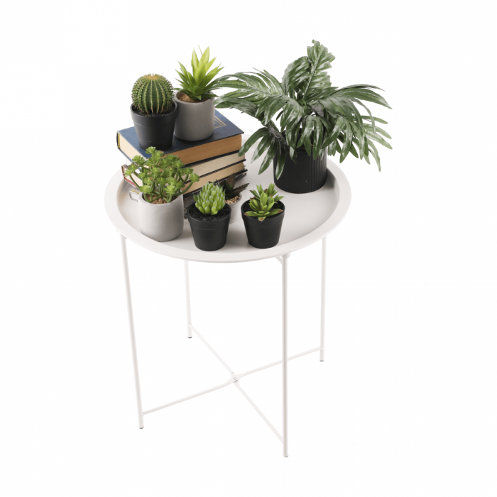 Măsuţă auxiliară cu tavă detaşabilă, alb, RENDER [8]