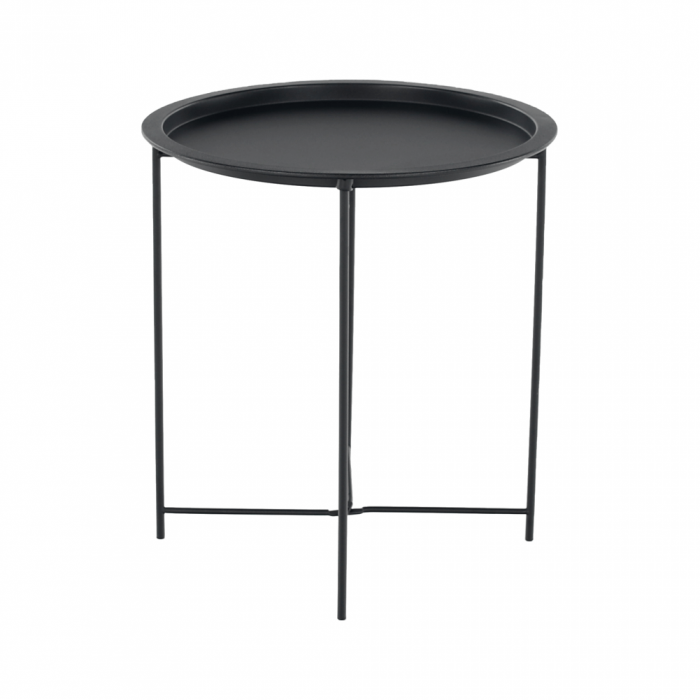 Măsuţă auxiliară cu tavă detaşabilă, negru, RENDER [5]