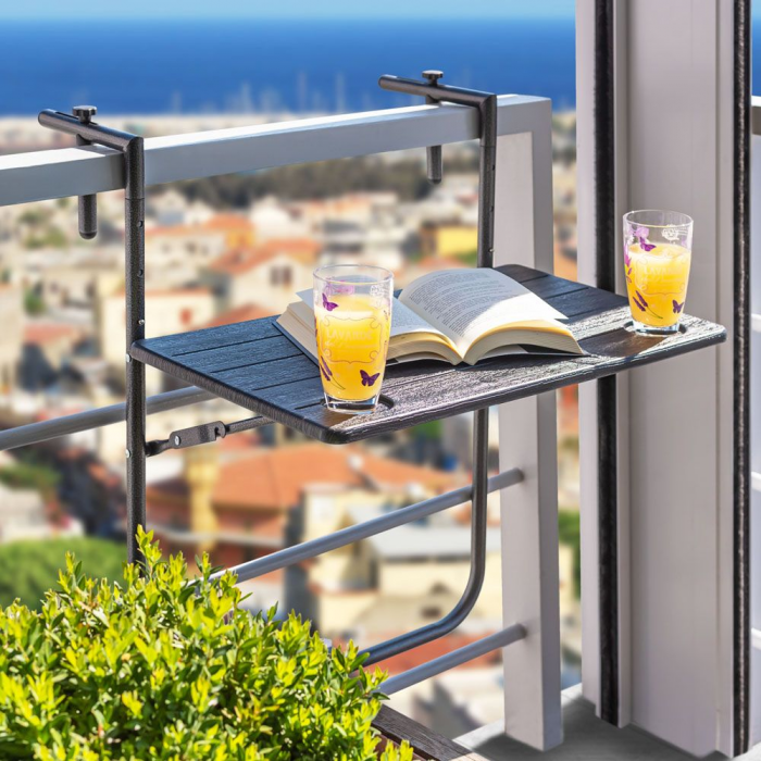 Măsuţă de balcon pliabilă, neagră, UZOR [6]