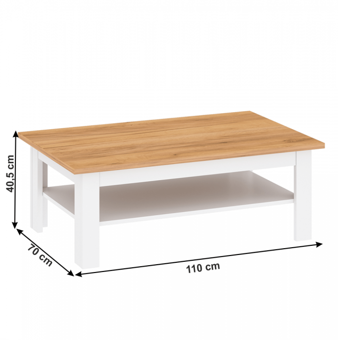 Măsuţă de cafea, alb alba / stejar craft auriu, LANZETTE T [3]