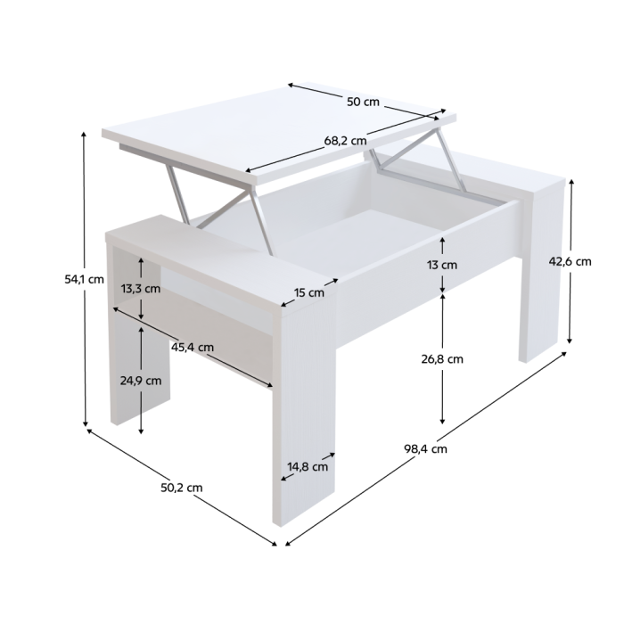 Măsuţă de cafea, alb, cu sistem de ridicare [6]
