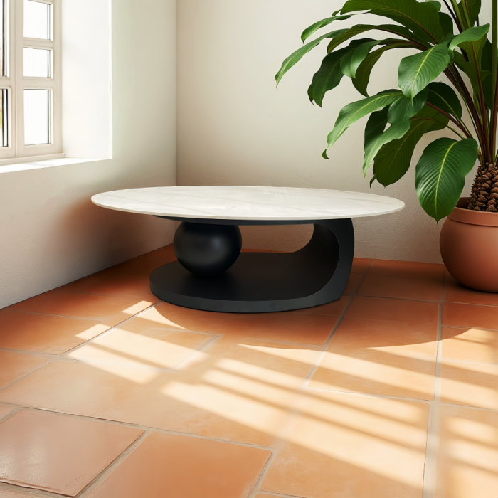 Măsuţă de cafea, imitaţie marmură/negru, AXEN [7]