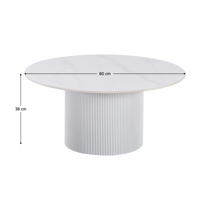 Măsuţă de cafea, marmură albă/MDF, diametru 80 cm, MAHIR TYP 1 [5]
