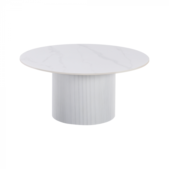 Măsuţă de cafea, marmură albă/MDF, diametru 80 cm, MAHIR TYP 1 [1]
