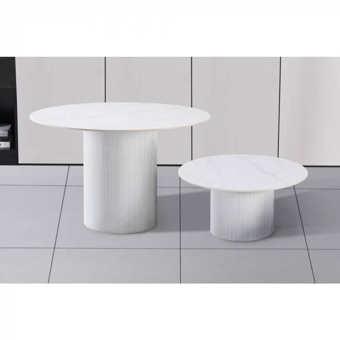 Măsuţă de cafea, marmură albă/MDF, diametru 80 cm, MAHIR TYP 1 [3]