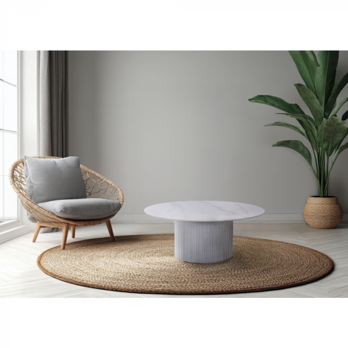 Măsuţă de cafea, marmură albă/MDF, diametru 80 cm, MAHIR TYP 1 [4]