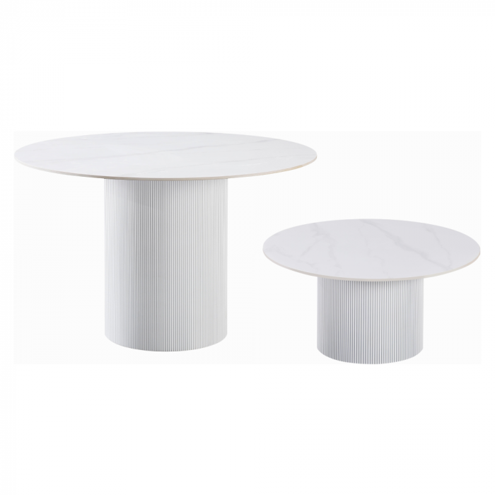 Măsuţă de cafea, marmură albă/MDF, diametru 80 cm, MAHIR TYP 1 [2]
