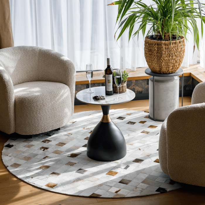 Măsuţă de cafea, marmură albă/negru/aur, ODIS NEW [2]