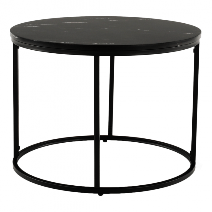 Măsuţă de cafea, marmură neagră / metal negru, GAGIN [6]