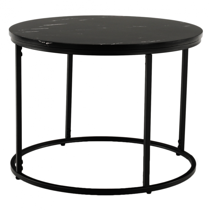 Măsuţă de cafea, marmură neagră / metal negru, GAGIN [4]