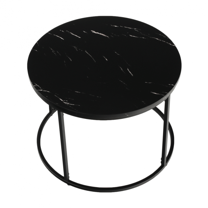 Măsuţă de cafea, marmură neagră / metal negru, GAGIN [3]