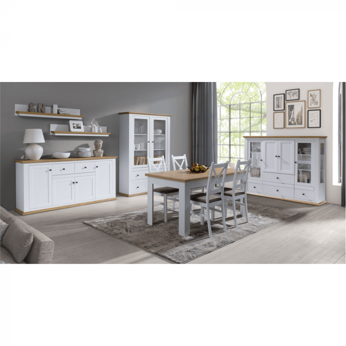 Măsuţă de cafea MZ17, alb / stejar grand, LEON [2]